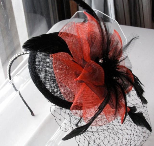 Black Feather Sinamay Fascinator Hat 