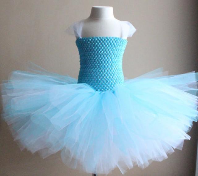 blue crochet top yellow tulle dress Flower girl dress knit tutu dress snow white tutu dress Snow White Luxury Princess dress