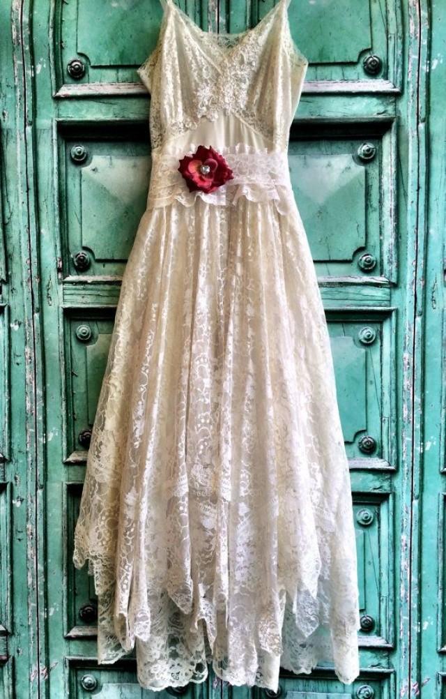 lace handkerchief wedding dress