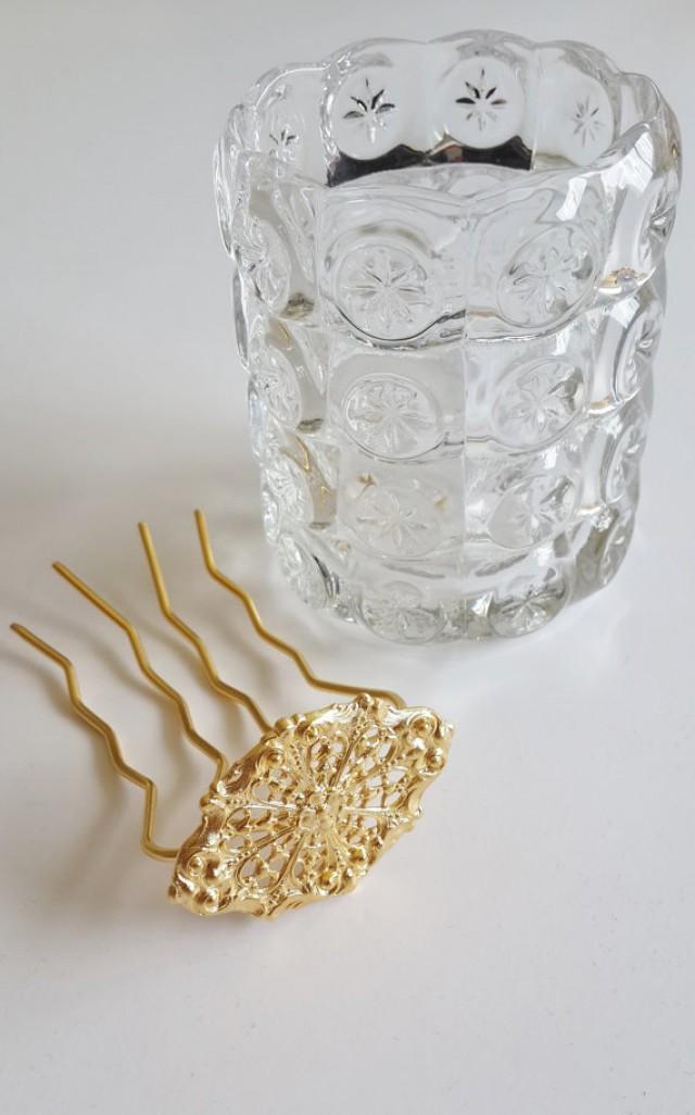 Gold Hair Fork Filigree Hair Fork Gold Hair Stick Bridal
