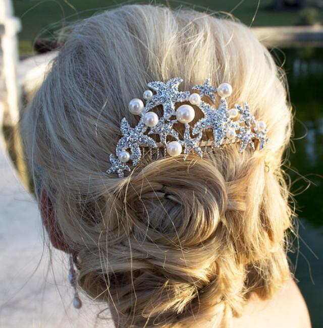 Starfish Ivory Pearl Bridal Hair Accessories Comb Beach Wedding