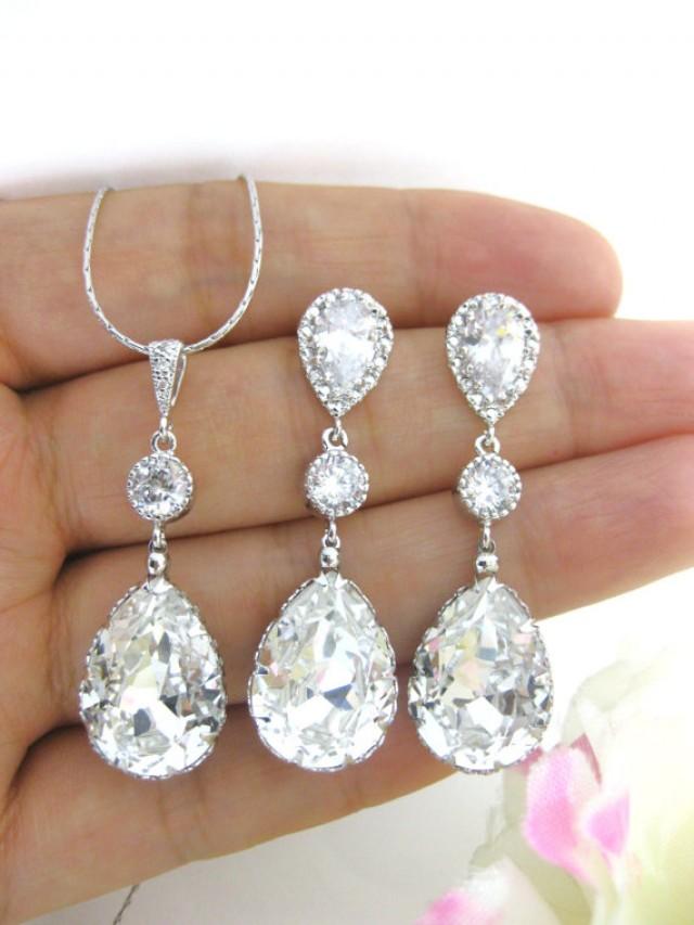 Bride Earrings Rhinestone Clear Crystal Jewellery Wedding Gift Bridesmaid 