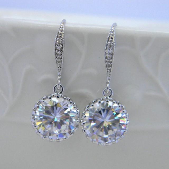 Wedding Jewelry, Bridal Earrings, Bridesmaid Earrings, Clear Dangle