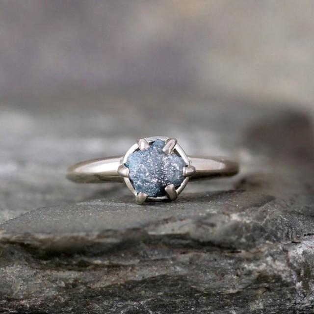 Raw Blue Diamond Ring Uncut Rough Blue Diamond Conflict Free