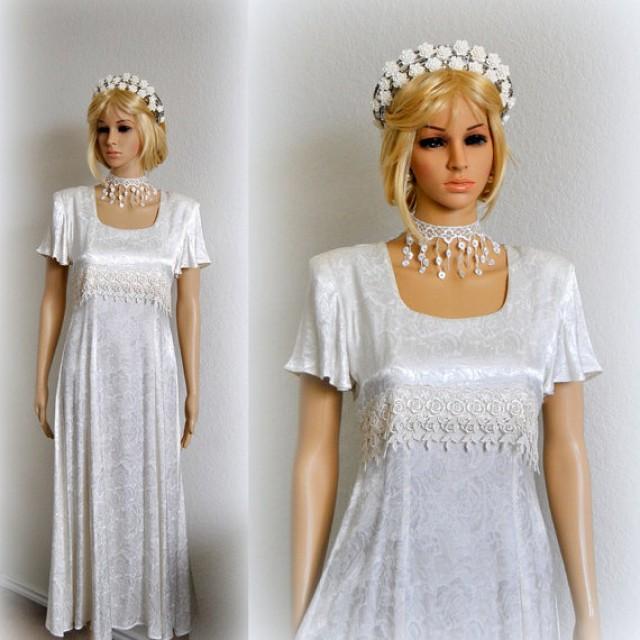 Haute Simple Wedding Dress Tea Length Bridal Gown Vintage Lace