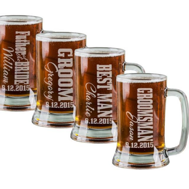 16 Oz Groomsmen Beer Mugs Engraved Wedding Party Groomsman Best Man