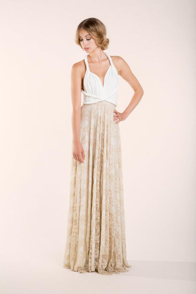 Bride In A Hurry Golden Beige Lace Skirt Rustic Chic Ivory