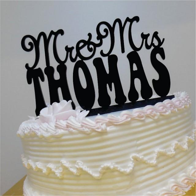 Mr And Mrs Personalized Acrylic Wedding Cake Topper With Your Last Name