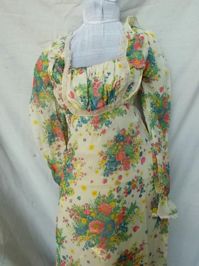 Gauze Sheer Cotton Meadow Wedding Dress Sweet Buttercream And Floral