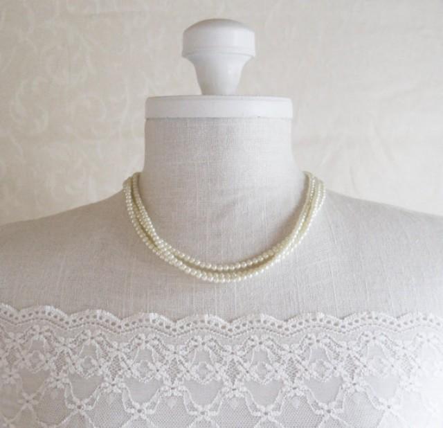 Short Pearl Necklace Bridesmaids Pearl Jewelry Ivory Pearl Necklace Old