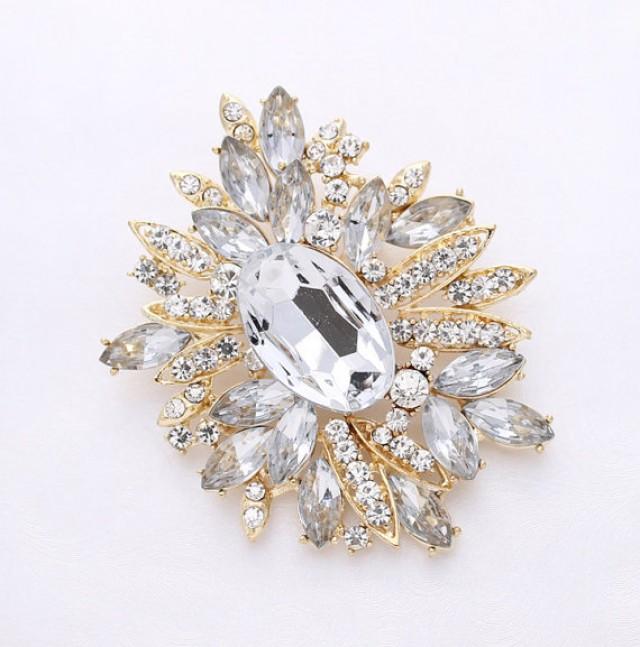 Rhinestone Gold Brooch Wedding Bridal Dress Sash Broach Cake Bouquet Brooches Decorations DIY