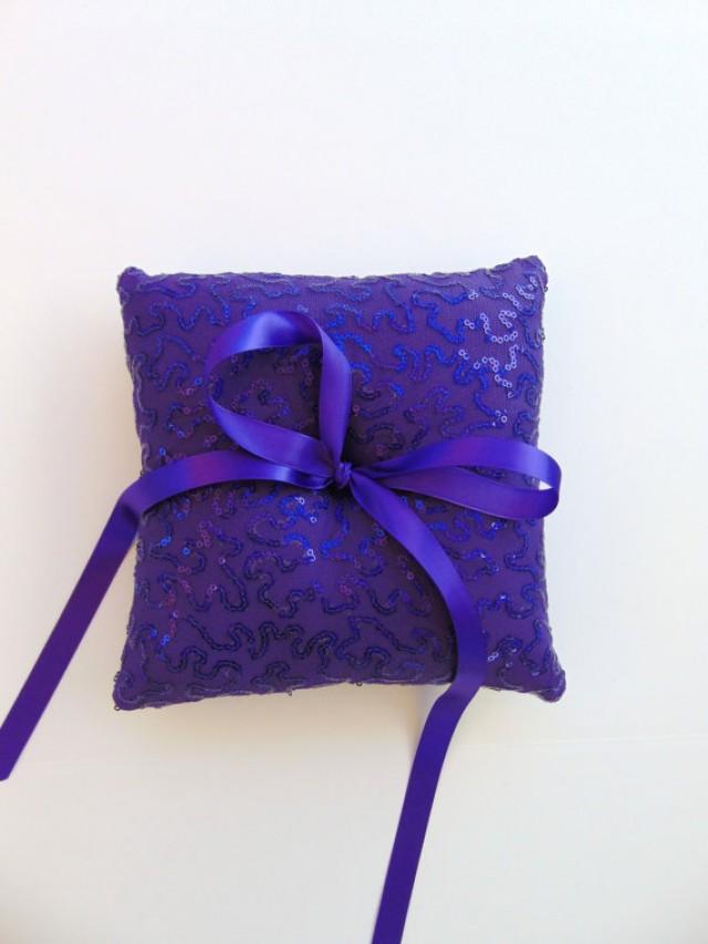 Purple Sequin Ring Bearer Pillow, Purple Ring Bearer Pillow, Purple