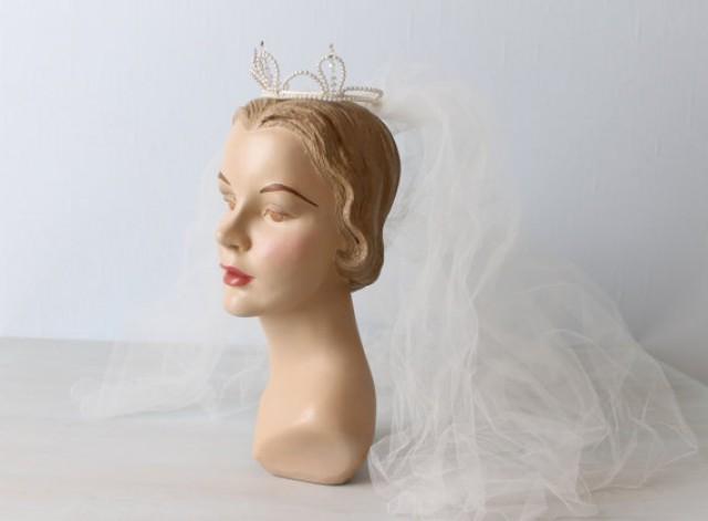 Vintage 1950s Wedding Veil 50s Wedding Veil Tiara Crown