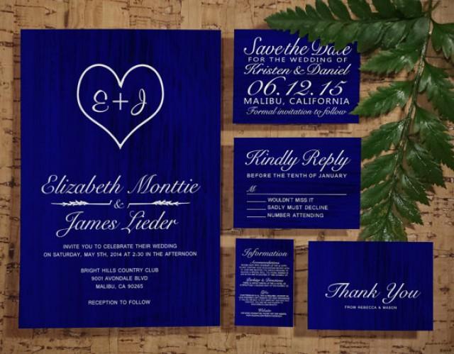 Royal Blue Country Wedding Invitation Set/Suite, Invites, Save The Date