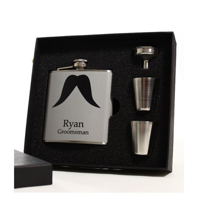 7 Groomsmen Flask Sets // Personalized Mustache Flasks 2323244 Weddbook