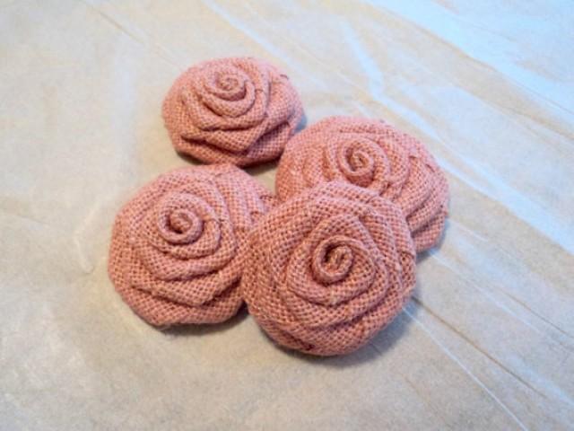 12 Colored Burlap Roses Coral Wedding Mint Wedding Gray Flowers