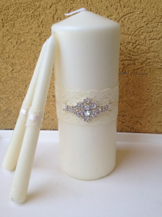 Unity Candle Set For Weddings White OR Ivory White Unity Candle W