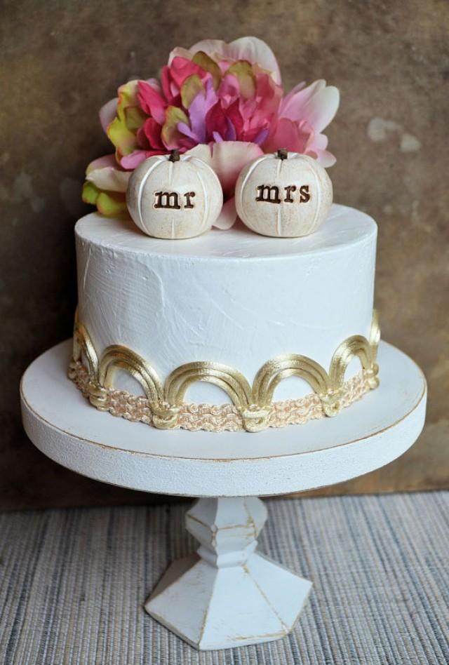 Wedding Cake Topper Mr Mrs Pumpkins Fall And Autumn Decor