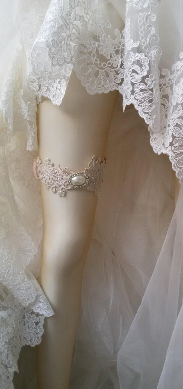 Wedding Leg Garter, Wedding Garter, Pink Ribbon Garter , Wedding