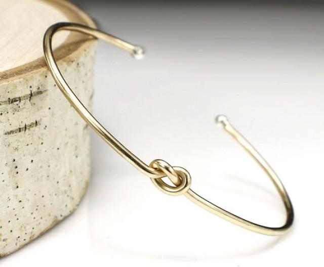 Gold Knot Bracelet, Love Knot Bracelet, Bridesmaid Jewelry Set Or