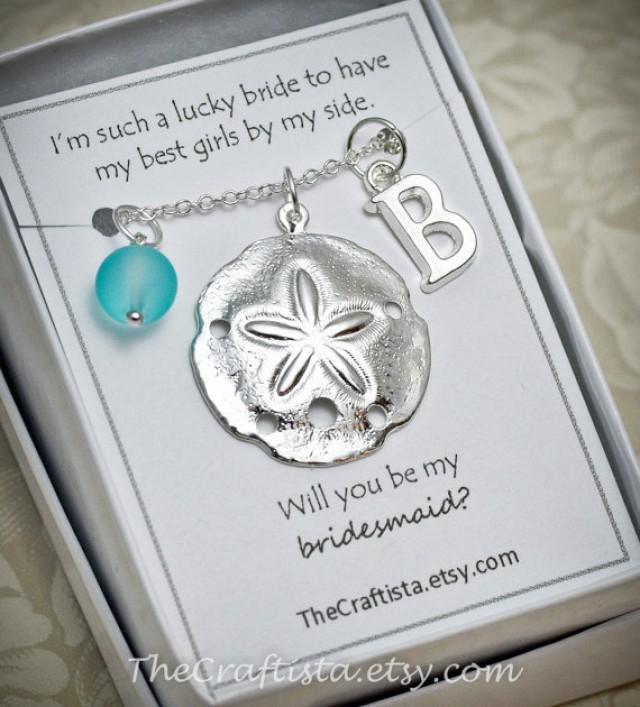 Personalized Bridesmaid Necklace, Sand Dollar Necklace, Bridesmaid Gift