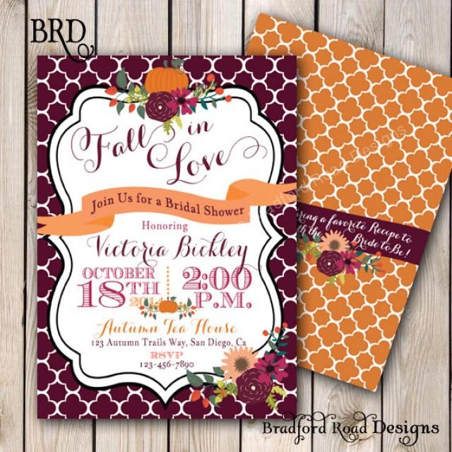 Fall Bridal Shower Invitation Autumn Bride Autumn Wedding Shower