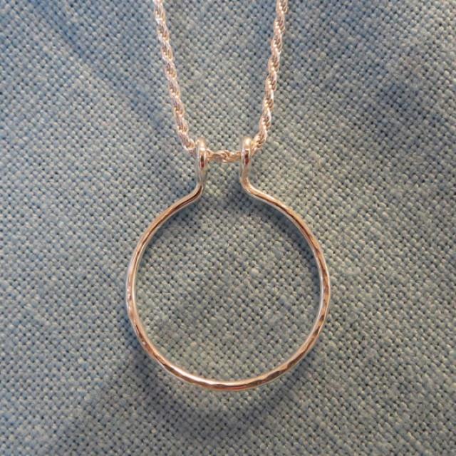 Duel Charm Holder Necklace Silver Engagement Ring Pendant Circle