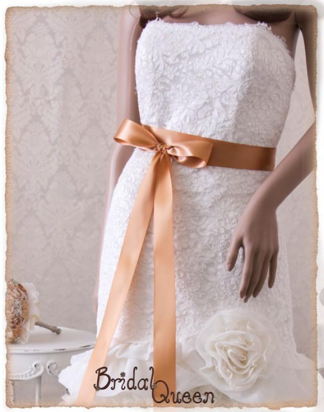 CAMEL Satin Bridal Sash, Wedding Dress Sash, Satin Ribbon Bridal Belt