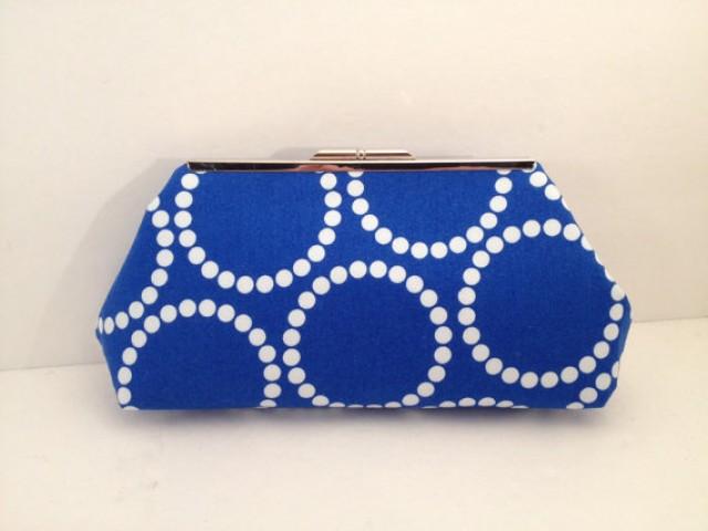 royal blue and silver clutch bag