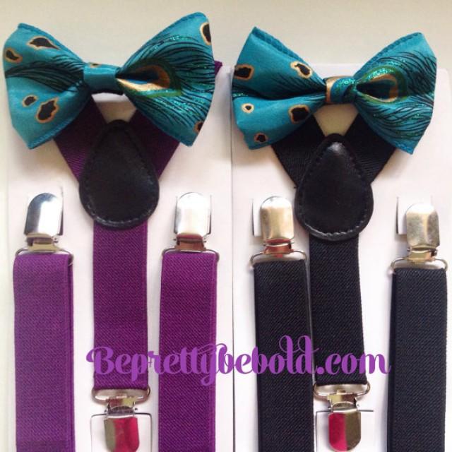 Teal Bow Tie Suspenders Baby Bowtie Plum Boys Bow Ties Toddler Necktie