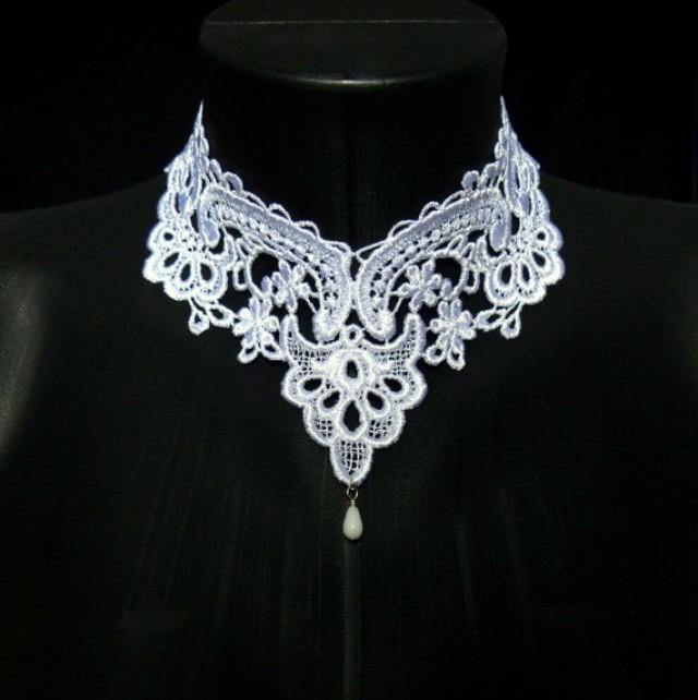 white bridal choker