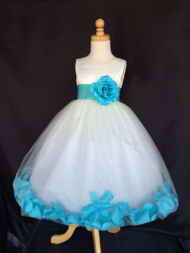 Ivory Wedding Bridal Bridesmaids Petal Flower Girl Dress Toddler 9 12