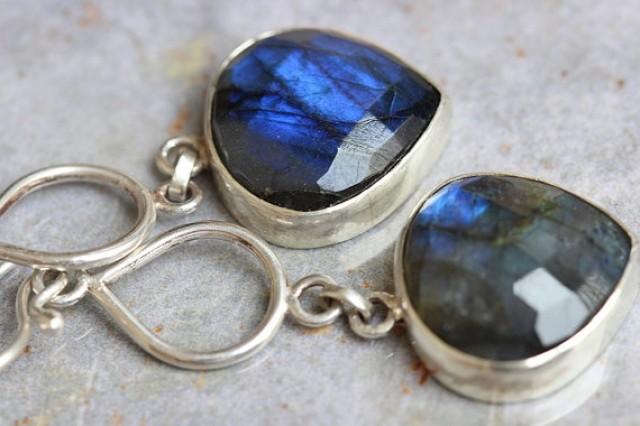 Labradorite Earrings Dangle Bezel Set Labradorite Earrings Dangle