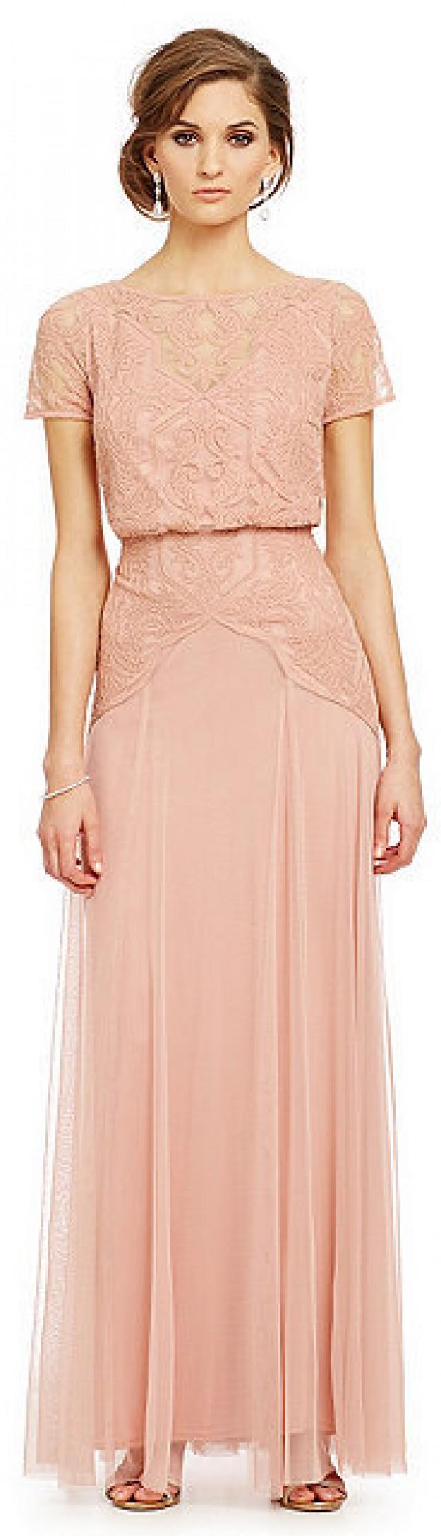 tadashi shoji cap sleeve lace gown