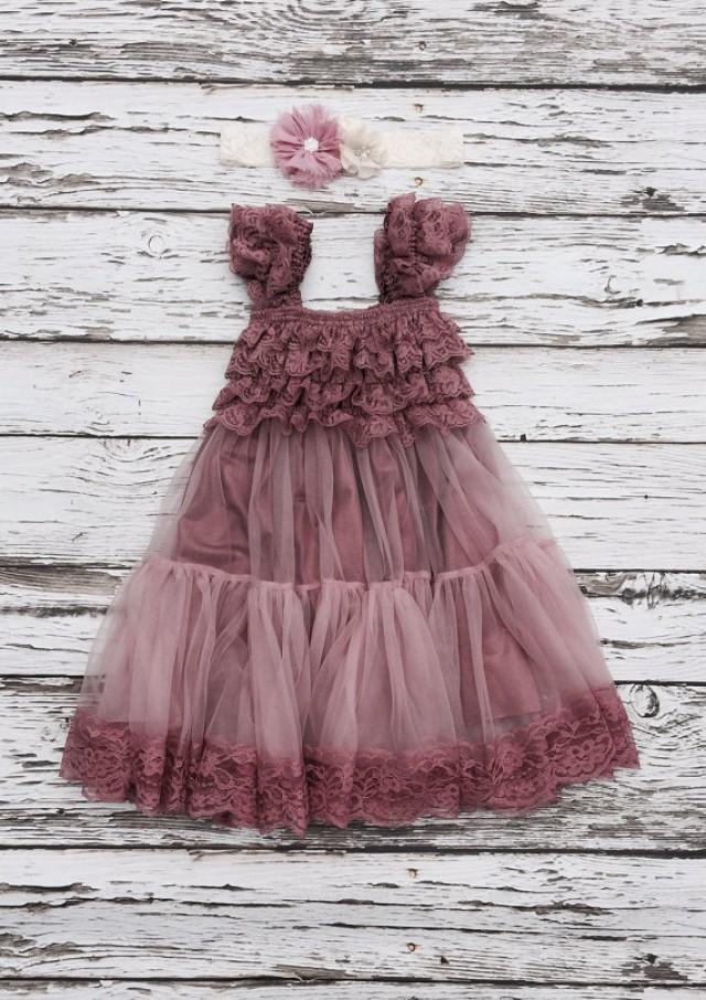 Flower Girl Dress. Lace Flowergirl Dress. Shabby Chic Vintage Dress