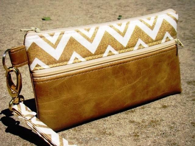 Gold Metallic Chevron Vegan Leather Wristlet Wedding Gold Metallic Chevron Vegan Leather Wristlet Wedding Clutch Custom Wristlets Bridesmaids Gifts Phone Bags Personalized 2327829