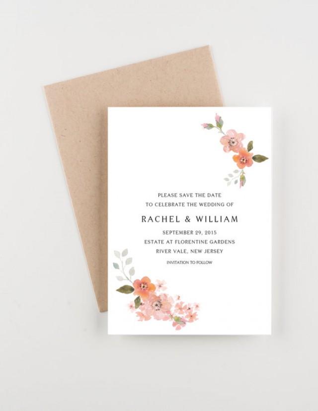 Blush And Peach Blossoms Save The Date, Blush Pink And Fuchsia, Bridal