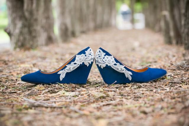 blue wedge heels wedding