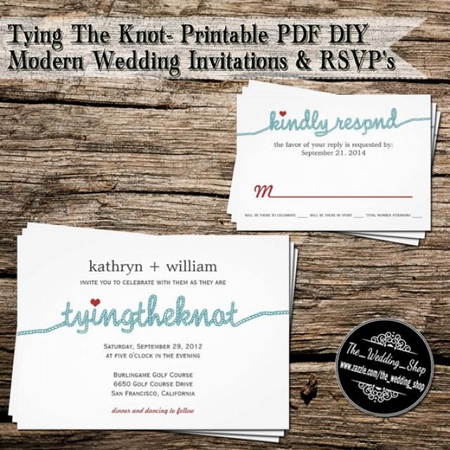 Tying The Knot Printable Pdf Diy Modern Wedding Invitations