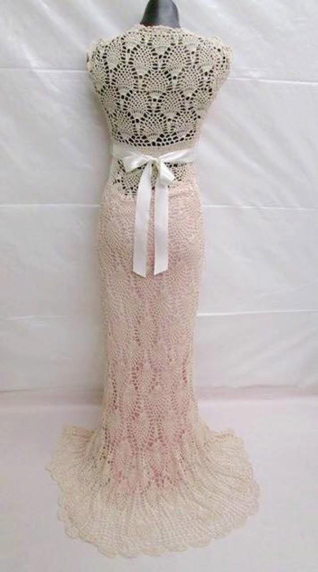 Hand Crocheted Pineapple Stitch Wedding Dress **Limited Time Free