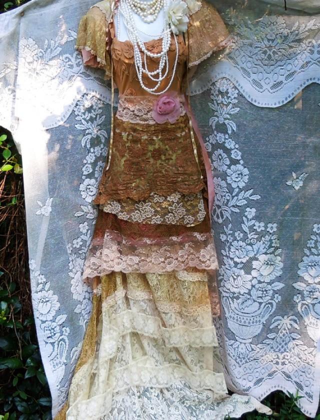 tea stained wedding dress