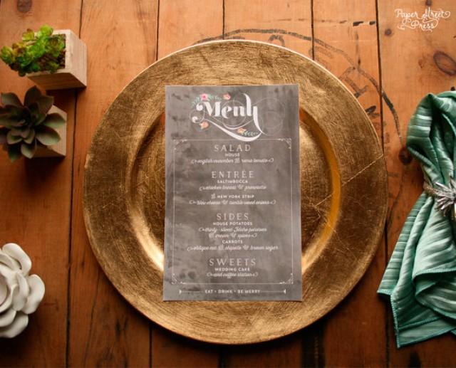 Rustic Wedding Menus Gray Floral Wedding Reception Menus