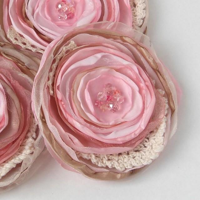 Pink Blush Fabric Flowers For Wedding Dress Sash Embellishment