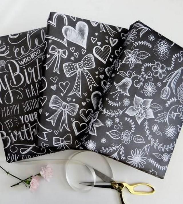Assorted Chalkboard Art Wrapping Paper Sheets 2329313 Weddbook