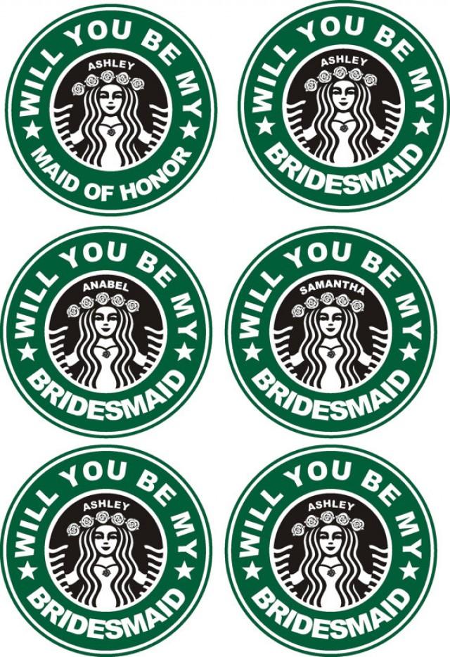 6 Waterproof Personalized Be My Bridesmaid Stickers 6 Waterproof Personalized Be My Bridesmaid Stickers