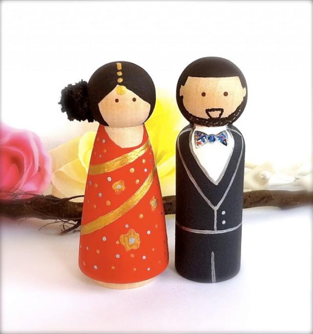 bride and groom peg dolls