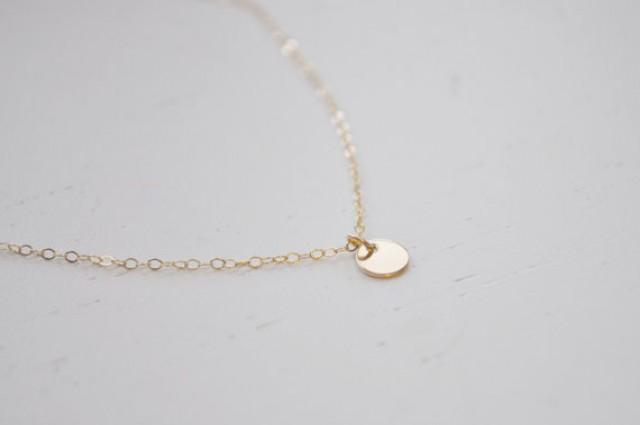 Tiny Gold Disc Necklace - Gold Filled 
