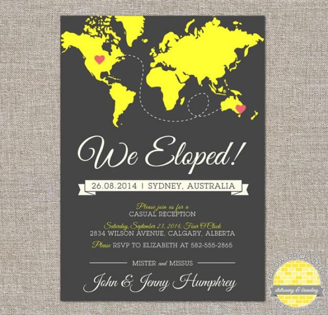 Elope Announcement And Reception Invitation Hearts And Map Diy Printable File By Yellowbrickstudio 2329703 Weddbook
