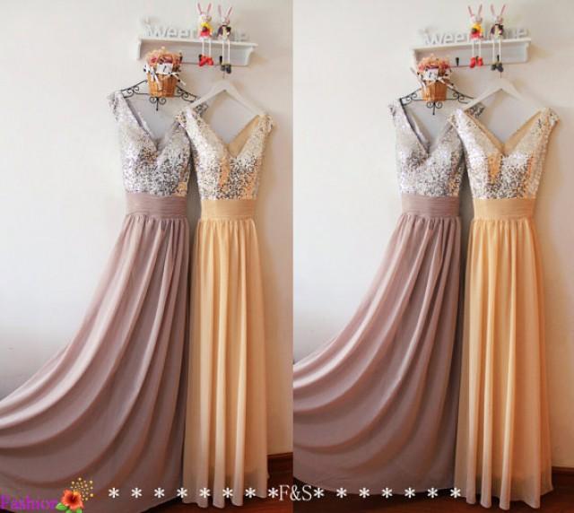 Elegant Sexy Light Grey Sequin Prom Bridesmaid Dress Low Back Evening