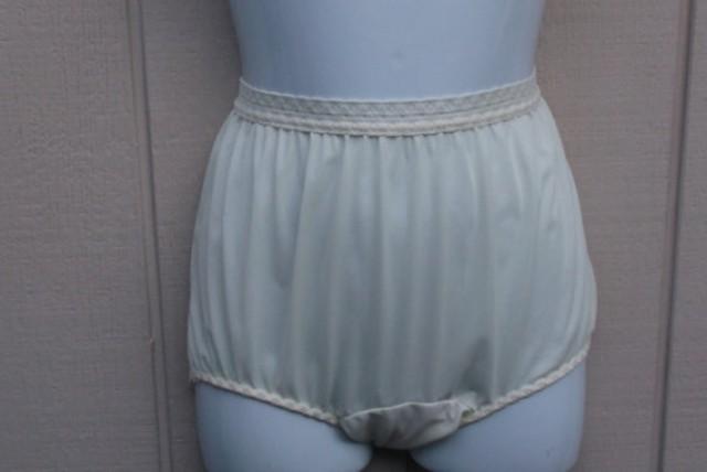 Vintage Panties Nylon Gusset Brief Panty White High Waist Full Cut 